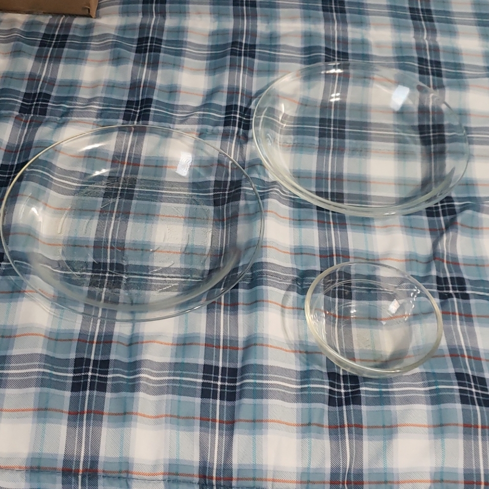 3 piece glass pie dish baking bakeware lot